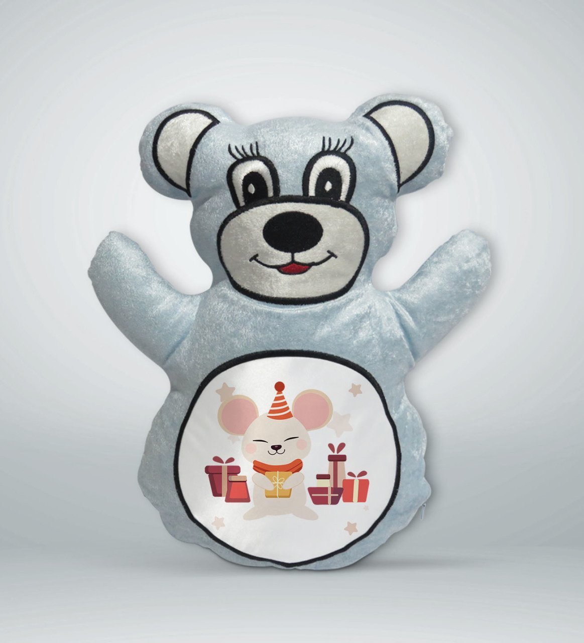 BK Gift Sevimli Fare Tasarımlı Mavi Ayıcık Yastık-1