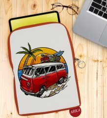 BK Gift Klasik Araç Tasarımlı Taşınabilir Koruyucu Tablet Kılıfı & Organizer Çanta - Turuncu-10
