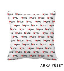 Kişiye Özel Sevgililer Günü I Love You Kalp Desenli Dekoratif Kırlent Yastık-27