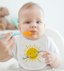 BK Kids Smile More Tasarımlı Bebek Body Zıbın ve Mama Önlüğü Hediye Seti - Model 1