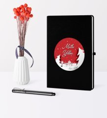 Kişiye Özel Yılbaşı Mutlu Yıllar Temalı Siyah Defter Kalem Seti - 1
