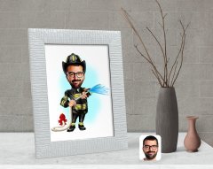 Kişiye Özel İtfaiyeci Karikatürlü Dekoratif Çerçeve-1