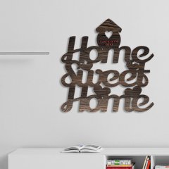 Kişiye Özel Home Sweet Home Koyu Renk Dokulu Ahşap Duvar Yazısı - 1