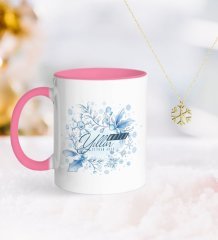 Kişiye Özel Yılbaşı Mutlu Yıllar Pembe Kupa ve Kar Tanesi Kolye-12