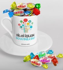 Kişiye Özel Bilgi İşlem Sorumlusu Türk Kahvesi Fincanı ve Haribo Şeker Hediye Seti