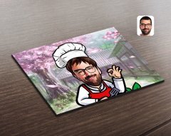 Kişiye Özel Erkek Chef Karikatürlü Ahşap Puzzle-14