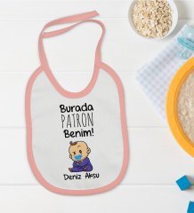 BK Kids Kişiye Özel Pembe Bebek Mama Önlüğü - Model 71