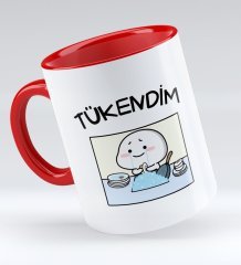 Bk Gift Tükendim Tasarımlı Kırmızı Kupa Bardak - Model 1