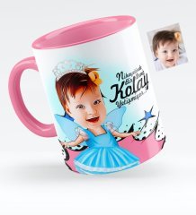 Kişiye Özel Kız Çocuk Karikatürlü Pembe Kupa Bardak - 1