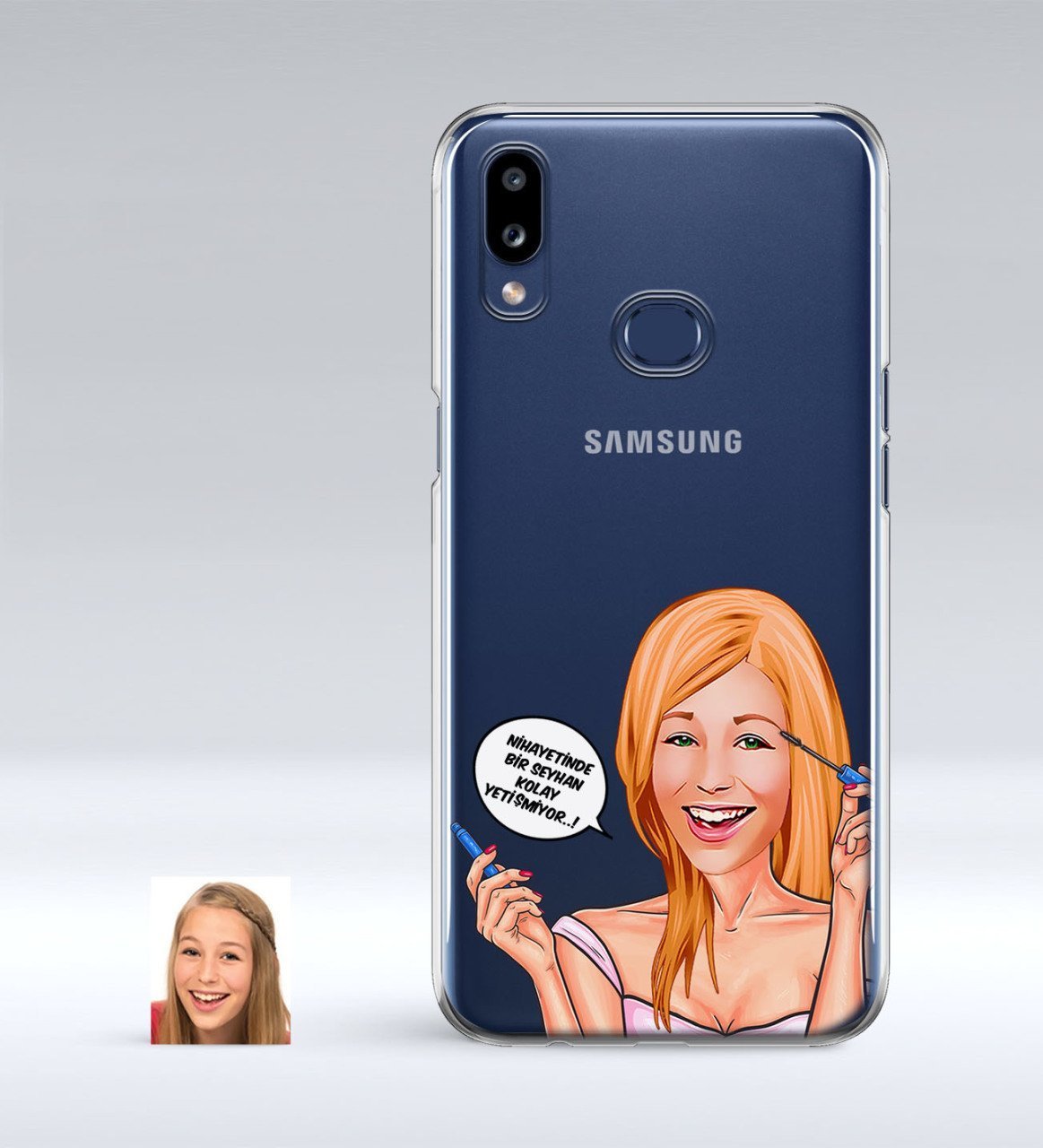 Kişiye Özel Bayan Kolay Yetişmiyor Karikatürlü Samsung Galaxy A10s İnce Şeffaf Silikon Telefon Kapağı-7