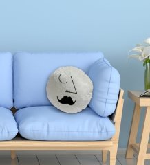 Kişiye Özel İsimli Picasso Erkek Figürlü Yuvarlak Dekoratif Kırlent Yastık-1