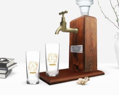 Kişiye Özel Renkli Baskılı İsimli İkili Rakı Bardağı ve Ahşap Rakı Standı Hediye Seti-15