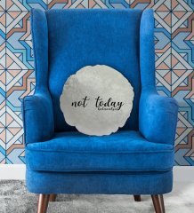 Kişiye Özel İsimli Not Today Tasarımlı Yuvarlak Dekoratif Kırlent Yastık-1