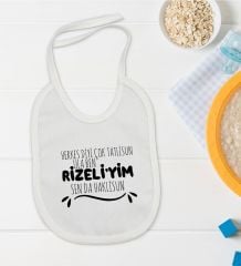 BK Kids Rizeliyim Tasarımlı Beyaz Bebek Mama Önlüğü-1