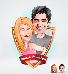 Kişiye Özel Sevgililer Tasarımlı Dijital Karikatür-86