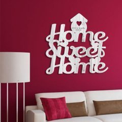 Kişiye Özel Home Sweet Home Beyaz Renk Dokulu Ahşap Duvar Yazısı - 1
