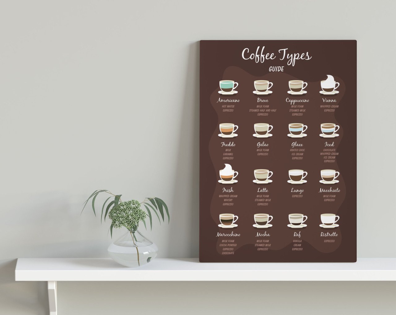 BK Home Coffee Tasarımlı Kanvas Tablo 30x50cm-19