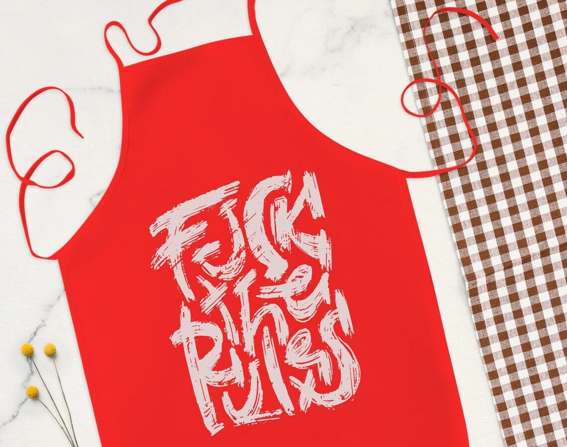 BK Gift Fcuk Tasarımlı Kırmızı Mutfak Önlüğü Aşçı Hediyesi, Arkadaşa Hediye-2