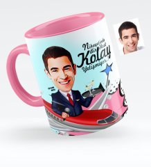 Kişiye Özel Host Karikatürlü Pembe Kupa Bardak - 1