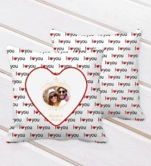Kişiye Özel İsimli Fotoğraflı I Love You Kalp Desenli Dekoratif Kırlent Yastık-3