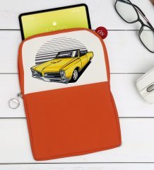 BK Gift Klasik Araç Tasarımlı Taşınabilir Koruyucu Tablet Kılıfı & Organizer Çanta - Turuncu-5