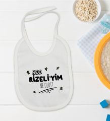 BK Kids Rizeliyim Ne Oldi Tasarımlı Beyaz Bebek Mama Önlüğü-1