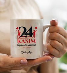 BK Gift Kişiye Özel Öğretmenler Günü Tasarımlı Beyaz Kupa Bardak - 11, Öğretmene Hediye, Öğretmenler Günü