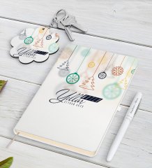 Kişiye Özel Yılbaşı Mutlu Yıllar Beyaz Defter Kalem ve Anahtarlık Hediye Seti-15