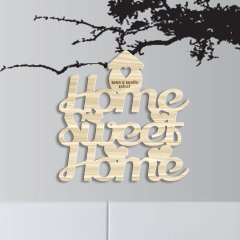 Kişiye Özel Home Sweet Home Açık Renk Dokulu Ahşap Duvar Yazısı - 1