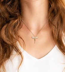 Kişiye Özel Fotoğraflı Peluş Ayıcık ve  Zirkon Taşlı Gold Melek Kolye Hediye Seti
