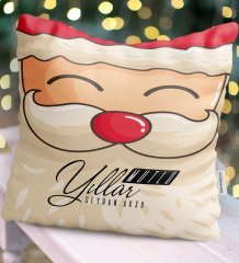 Kişiye Özel Yılbaşı Noel Baba Temalı Saten Yastık - 6