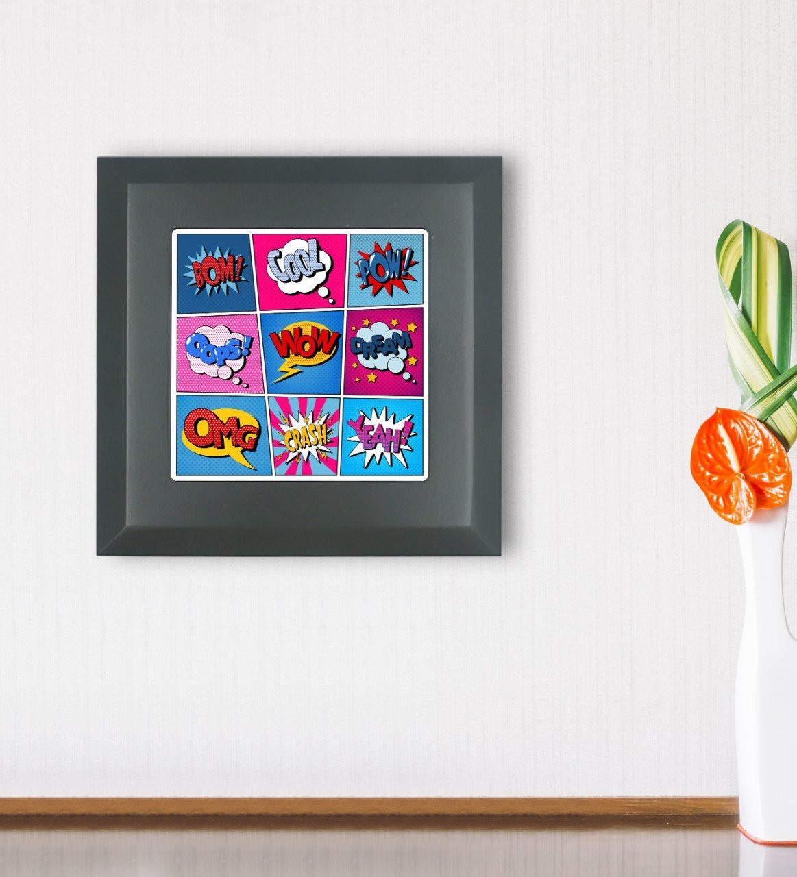 BK Gift Pop Art Tasarımlı Ahşap Çerçeveli Taş Duvar Dekoru-26