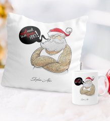 Kişiye Özel Yılbaşı Noel Baba Temalı Yastık Kupa Seti - 4