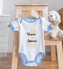 BK Kids Yesun Oni Annesi Tasarımlı Mavi Bebek Body Zıbın-1
