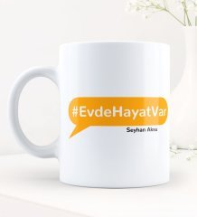 Kişiye Özel EvdeHayatVar Hashtag Beyaz Kupa Bardak - 6