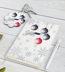 Kişiye Özel Yılbaşı Mutlu Yıllar Beyaz Defter Kalem ve Anahtarlık Hediye Seti-13