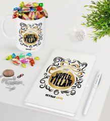 Kişiye Özel Yılbaşı Mutlu Yıllar Beyaz Defter Kalem Kupa ve Haribo Şeker Hediye Seti-9