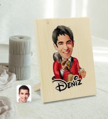 Kişiye Özel İsimli Erkek Patron Karikatürlü Dekoratif Ahşap Çerçeve Model 2