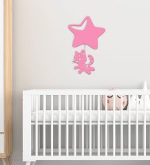 BK Gift Kedi Tasarımlı Çocuk Odası Ahşap Duvar Süsü-2