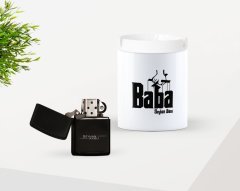 Kişiye Özel Babalar Günü Hediyesi Baba Godfather Tasarımlı Seramik Kül Tablası ve Benzinli Çakmak Seti-2