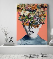 BK Gift İnsan ve Kelebekler Tasarımlı Kanvas Tablo 50x70cm-1