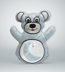 BK Gift Sevimli Ay Tasarımlı Mavi Ayıcık Yastık-2