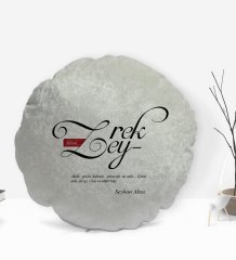 Kişiye Özel İsimli Mânâ Zeyrek Tasarımlı Yuvarlak Dekoratif Kırlent Yastık-1