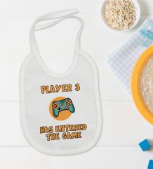 BK Kids Player 3 Tasarımlı Beyaz Bebek Mama Önlüğü-1