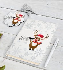 Kişiye Özel Yılbaşı Mutlu Yıllar Beyaz Defter Kalem ve Anahtarlık Hediye Seti-11