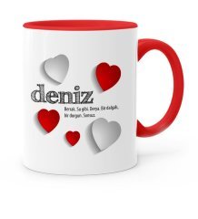 Kişiye Özel Sevgili İsim Anlamı Kırmızı Kupa Bardak - 2