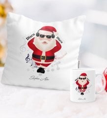 Kişiye Özel Yılbaşı Noel Baba Temalı Yastık Kupa Seti - 1