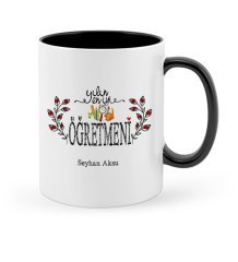 Kişiye Özel Yılın En İyi Öğretmeni Siyah Kupa Bardak - 2