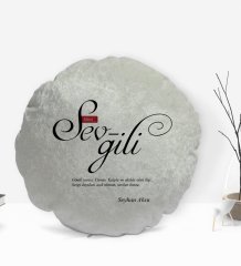 Kişiye Özel İsimli Mânâ Sevgili Tasarımlı Yuvarlak Dekoratif Kırlent Yastık-1
