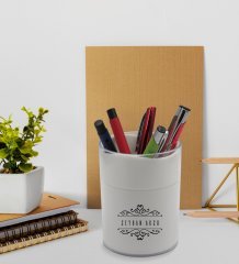 BK Gift Kişiye Özel İsimli Beyaz Akrilik Kalemlik - Model 9